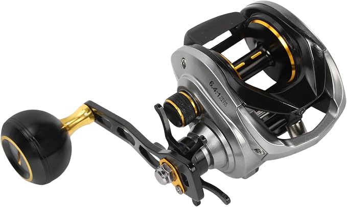 Baitcasting Reels, Baitcasting Fishing Reels, Aviation-Aluminium Spool, Aluminum Star-Shaped Trailer and Handle Arm, Drag Alarm System, 6.4:1 Gear Ratio, 8+1 Stainless Steel Bearing