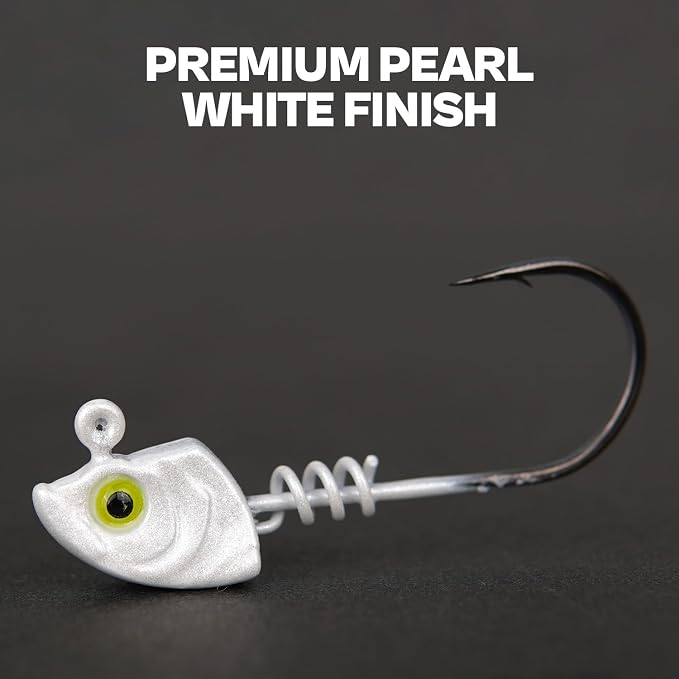 15-Pack Screw Lock Swimbait Jig Heads – 3D Chartreuse Eyes 1/8 3/16 1/4 3/8 1/2 oz, 3/0 & 4/0 Fishing Hooks