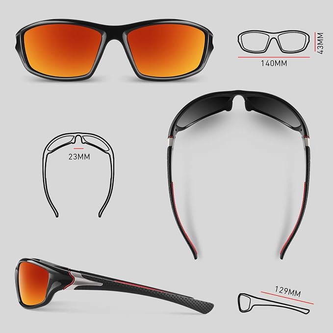 WEAROYO Polarized Sports Sunglasses for Men Women,Fishing Driving Rectangular Goggles UV400 Protection