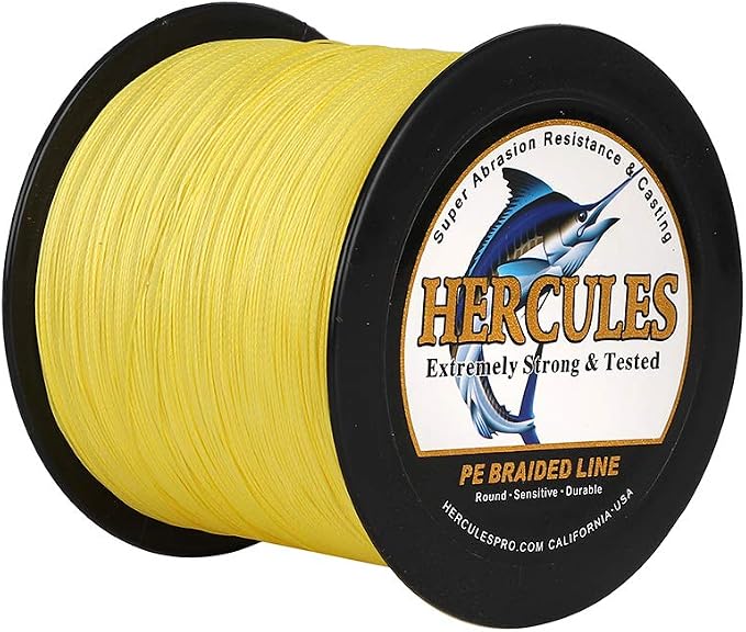 HERCULES Cost-Effective Super Strong 4 Strands Braided Fishing Line 6LB to 100LB Test for Salt-Water, 109/328 / 547/1094 Yards (100M / 300M / 500M / 1000M), Diam# 0.08MM - 0.55MM, Hi-Grade