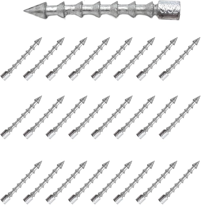 Reaction Tackle Lead Nail Weights for Plastic Worms, Wacky Rig and Neko Rig - Insert Pencil Sinkers for Bass Fishing Soft Plastic Lures - 25-Pack