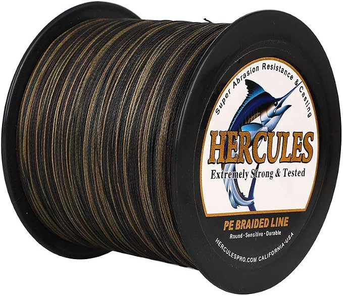 HERCULES Cost-Effective Super Strong 4 Strands Braided Fishing Line 6LB to 100LB Test for Salt-Water, 109/328 / 547/1094 Yards (100M / 300M / 500M / 1000M), Diam# 0.08MM - 0.55MM, Hi-Grade
