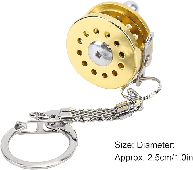 VBESTLIFE Mini Fishing Reel Keychain, Aluminum Alloy Fly Reel Key Ring Keychain Pendant Decorative Anglers