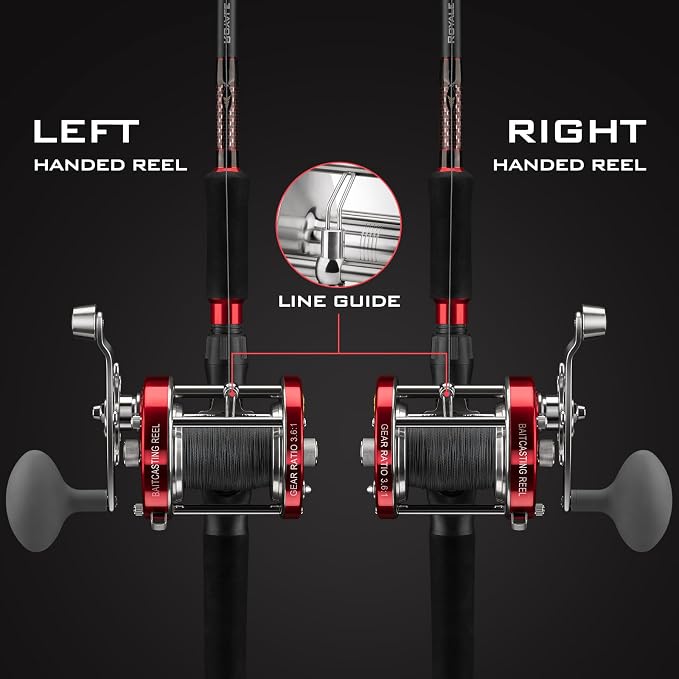 KastKing Rover Round Baitcasting Fishing Reel, Perfect Conventional Reel for Catfish, Salmon/Steelhead, Striper Bass and Inshore Saltwater Fishing Reel, Reinforced Metal Body