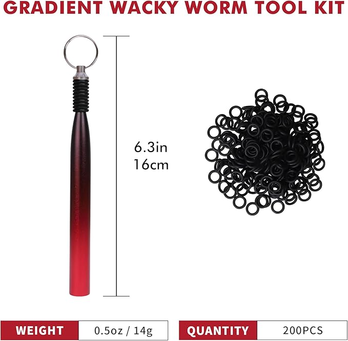 TRUSCEND Gradient Fishing Wacky Rig Tool with Silicone O Rings 210Pcs for 3"-4" and 5"-7" Fishing Worm Lures, Ultra-Smooth Downriggers Tube for Easy Installation and Great Protection of Stick Bait N1