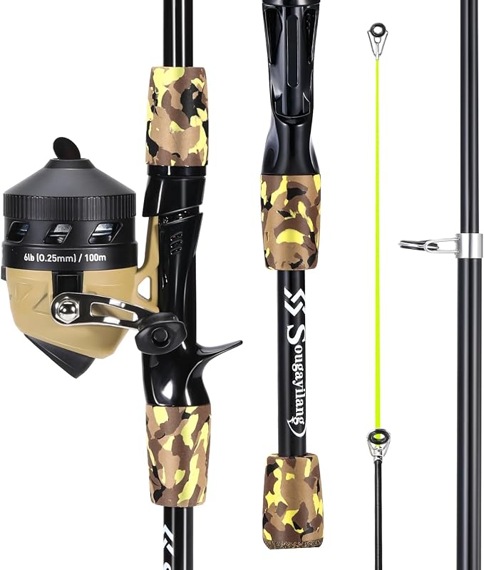 Sougayilang Kids Fishing Rod and Reel Combo,Light Weight Fishing Pole with Spincast Fishing Reel Tackle Bag Lures for Youth,Girls and Boys Good Starter Fishing Kit