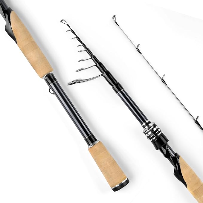 KastKing Megatron Titanium Telescopic Casting & Spinning Fishing Rods, IM7 Graphite Travel Rod with Titanium Solid Tip, Power Transition System, for Freshwater and Inshore Fishing