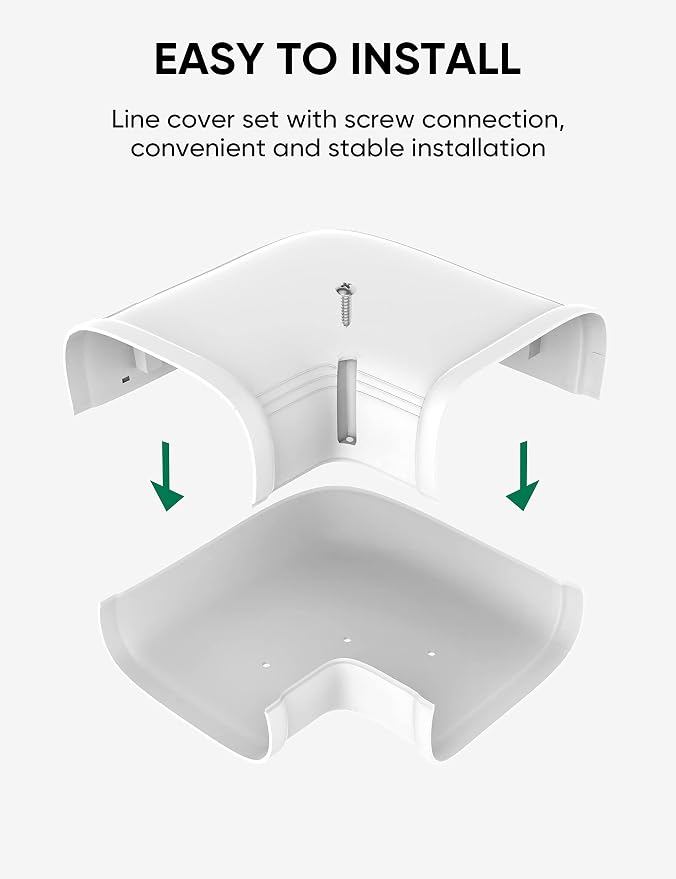4" Flat Elbow Line Cover Set Parts PVC Accessory for Decorative for Ductless Mini Split, Central AC and Heat Pumps