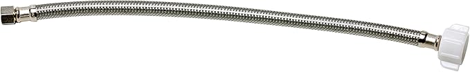 Fluidmaster B1T12 Toilet Connector, Braided Stainless Steel - 3/8 Female Compression Thread x 7/8 Female Ballcock Thread, 12-Inch Length