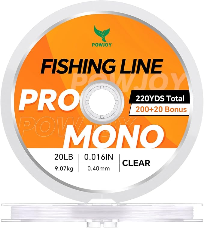 Pro Monofilament Fishing Line with Knot Instruction Cards for Multi Purpose Cost Effective, Strong Yet Thin Nylon String for Big Fishes, Tangle-Free & UV Resistant, 15/20/30/50/80LB