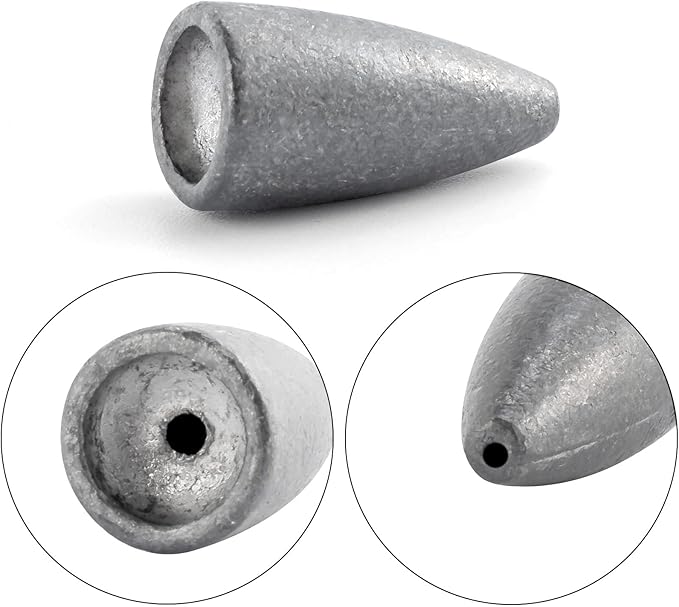 Dr.Fish 50 Pack Bullet Fishing Sinkers Worm Weights Lead Fishing Weights Bass Fishing Sinker Freshwater Texas Carolina Rig Punch Shot
