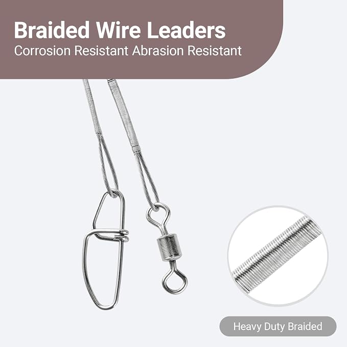Atibin High Strength Fish Leader Saltwater Line Snap Fishing Leaders Freshwater Stainless Steel Wire Leaders Lures White Nickel