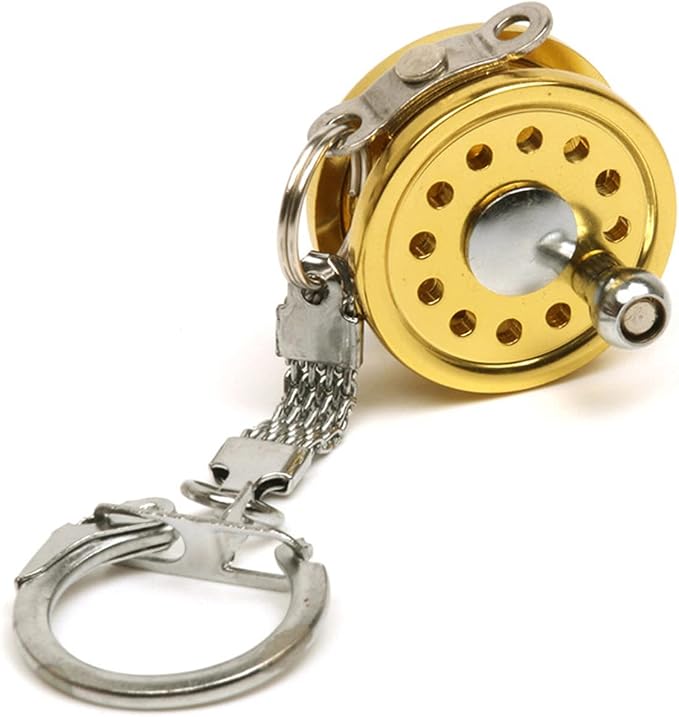 VBESTLIFE Mini Fishing Reel Keychain, Aluminum Alloy Fly Reel Key Ring Keychain Pendant Decorative Anglers