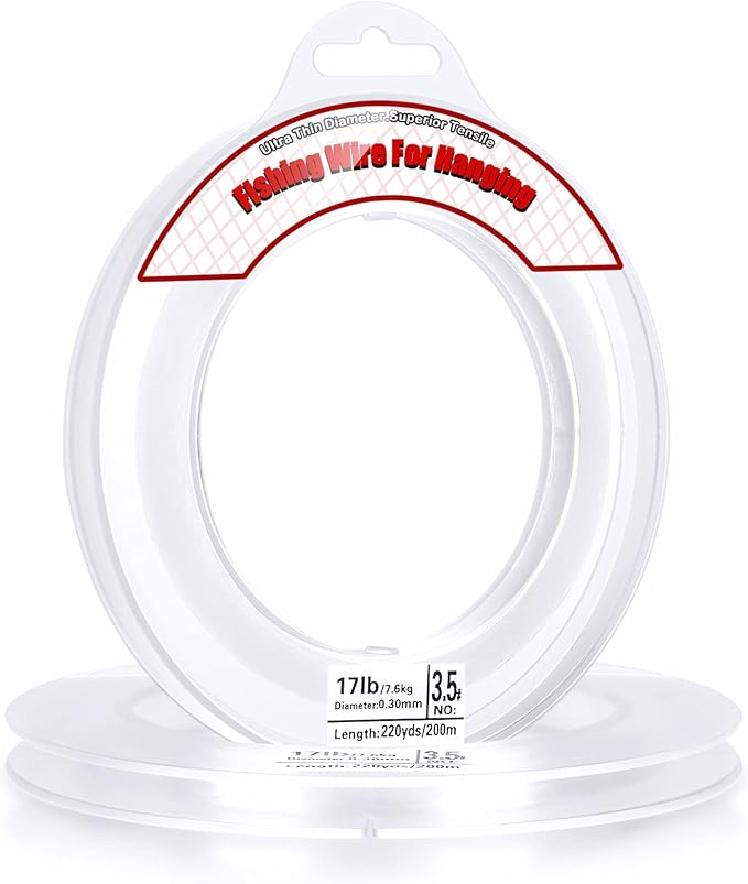 Clear Fishing Wire, Acejoz 656FT Fishing Line Clear Invisible Hanging Wire Strong Nylon String Supports 40 Pounds for Balloon Garland Hanging Decorations