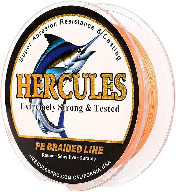 HERCULES Cost-Effective Super Cast 8 Strands Braided Fishing Line 10LB to 300LB Test for Salt-Water,109/328/547/1094 Yards(100M/300M/500M/1000M),Diam.#0.12MM-1.2MM,Hi-Grade Performance,Variety Colors