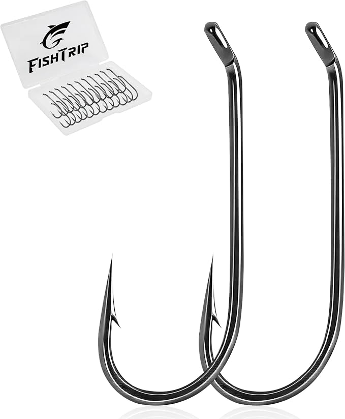 FishTrip Fly Fishing Hooks, 100pcs Dry Fly Hooks High Carbon Steel Barbed Fly Tying Hooks for Dry Flies, Nymphs, Caddis, Trout Salmon Panfish Fishing (#22-#12)