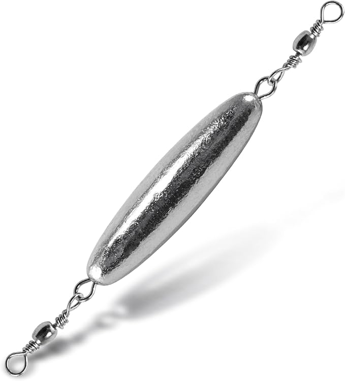 Dr.Fish 10 Pack in-line Trolling Sinkers with Double Swivel Torpedo Weight Lead Fishing Sinkers Double Ring Saltwater Freshwater Salmon Walleye Trolling