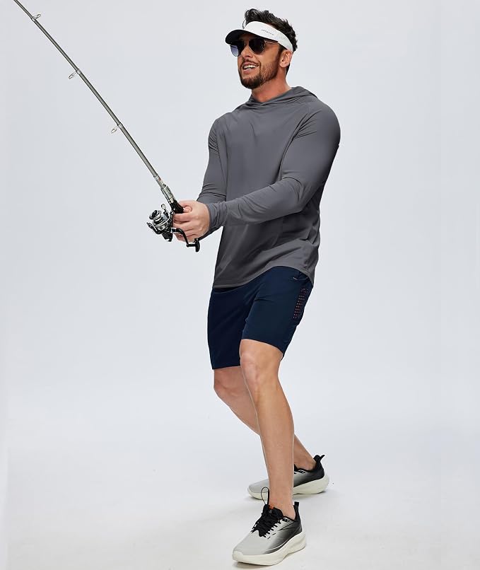 ZITY 5 Pack Mens UPF 50+ Hoodie Shirts Sun Protection Fishing Shirt Fast Dry Lightweight for Athletic Hiking Workout