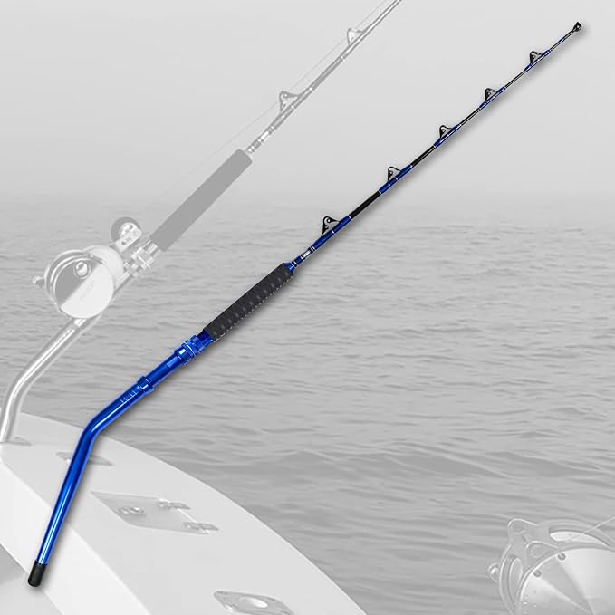 Fiblink 2-Piece Saltwater Offshore Heavy Bent/Straight Butt Trolling Rod Fishing Roller Rod Conventional Boat Deep Sea Fishing Pole (5'1"/5'6"/6'/6'6",30-50lb/50-80lb/80-120lb)