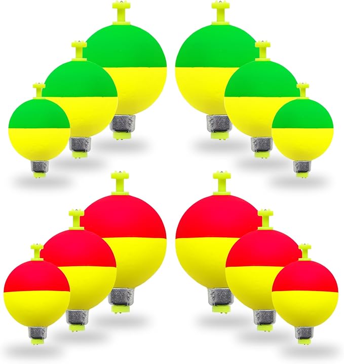 12 Pcs Fishing Bobbers Floats,Snap-on Fishing Bobber Fishing Float Corks Weighted Bobbers for Fishing Crappie Panfish Bluegill Trout