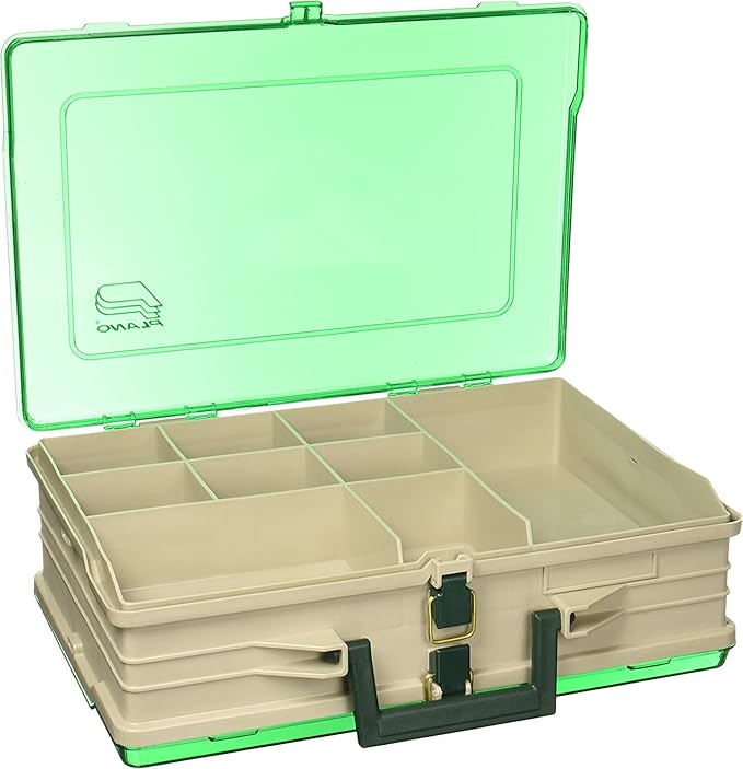 Plano Magnum Tackle Box Double Side Sandstone/Green 1119, Premium Tackle Storage,Multi