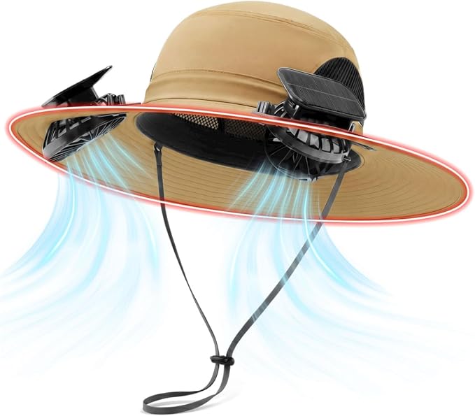 Solar Fan Hat with Steel Brim for Men Women UPF 50+ Garden Outdoor Fishing Beach Essential