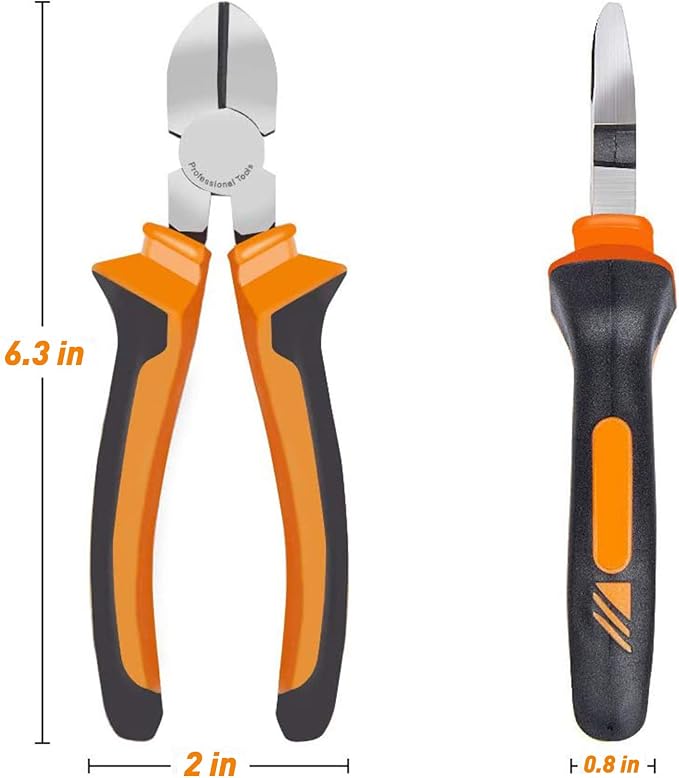 BOENFU Wire Cutter for Artificial Flowers, Crafts, Chicken Wire 6 inch Side Cutters Heavy Duty Diagonal Cutting Pliers, Orange