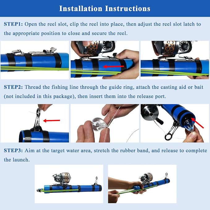 SUFFUSE Fishing Rod, Portable Catapult Lure Fishing Tools, Saltwater and Freshwater Great Gear for Traveling