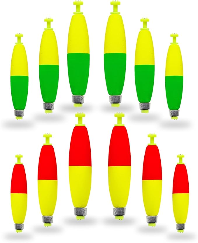 12 Pcs Fishing Bobbers Floats,Snap-on Fishing Bobber Fishing Float Corks Weighted Bobbers for Fishing Crappie Panfish Bluegill Trout