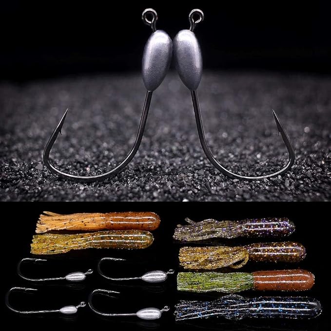 XFISHMAN-Tube-Jig-Heads-for-Bass-Fishing-Tube-Bait-Hooks 1/16oz 1/8oz 3/16oz 1/4oz (12-Pack)