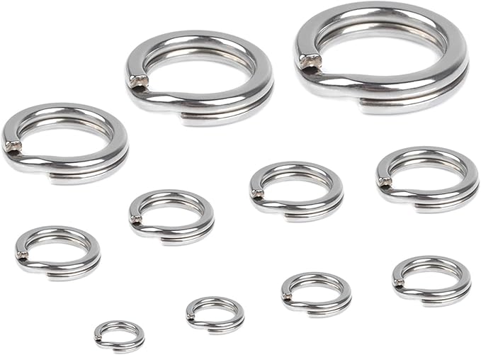 Dr.Fish Split Ring Stainless Steel Hyper Wire Flattened Fishing Lure Rings Heavy Duty Tackle Hook Line Connector Saltwater