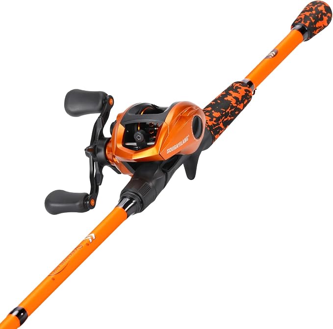 Sougayilang Baitcaster Combo – IM7 Graphite M/MH 2-Piece Travel Rod, 6.3:1 High-Speed Reel,18LB Drag for Bass, Catfish, Trout, Panfish
