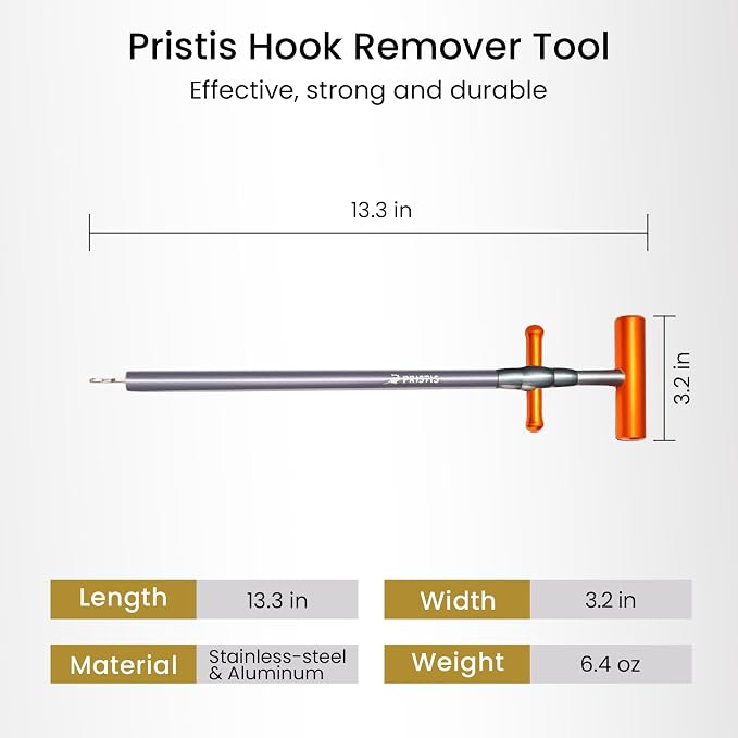 Pristis UTA III Metal Hook Remover Tool for Saltwater, Heavy-Duty Fishing Hook Removal Tool Extractor, Sturdy Stainless Steel Squeeze-Out Fish Dehooker Pliers Tackle Gear for Anglers, 13 inches