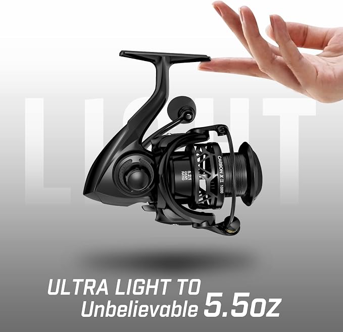 Piscifun Carbon X II Spinning Reels, Light to 5.5oz, Upgrade Carbon Frame Rotor, 22LBs Max Drag, 10+1 Shielded BB, 6.2:1/5.2:1, Smooth Powerful Freshwater Saltwater Spinning Fishing Reel