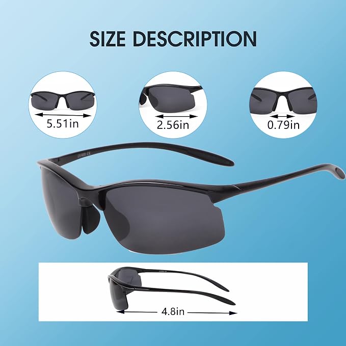 17g Polarized Sports Sunglasses for Men Women Tr90 Frame UV400 Protection Sun Glasses for Cycling Fishing Driving