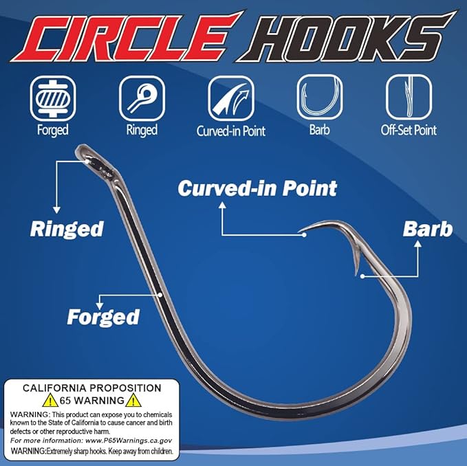 XFISHMAN Circle-Hooks-Fishing-Equipment-Octopus-Hooks-Saltwater-50 Pack #1 –12/0
