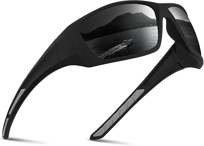 Polarized Sports Sunglasses for Men Women - Wrap Around Sun Glasses UV Protection for Fishing Running Driving