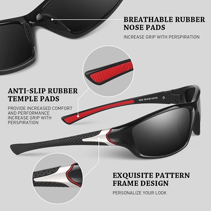 WEAROYO Polarized Sports Sunglasses for Men Women,Fishing Driving Rectangular Goggles UV400 Protection