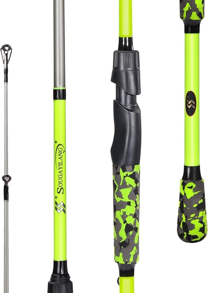 Sougayilang IM7 Graphite Fishing Rod – 2-Piece Casting & Spinning, Medium/Medium Heavy Power, Stainless Steel Guides with Zirconium Rings, EVA Handle & Hook Keeper for Bass, Trout, Walleye, Catfish
