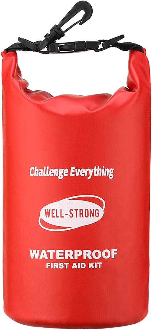 Emergency First Aid Kit for Boating, Fishing & Kayaking – Waterproof Medical Supplies with Roll Top Design, 2L Capacity, Red
