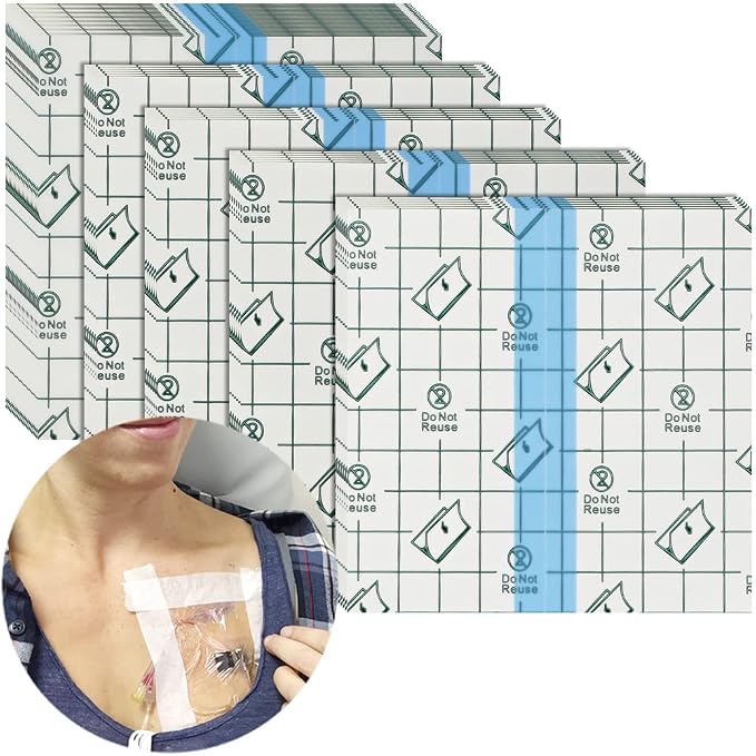 Shower Protector Dialysis Catheter Shower Cover Large Coverage Shower Shields for Peritoneal Dialysis Port Accessories PD Chest Catheter PICC Line Feeding Tube Waterproof Bandage 8"x8"(Pack of 25)