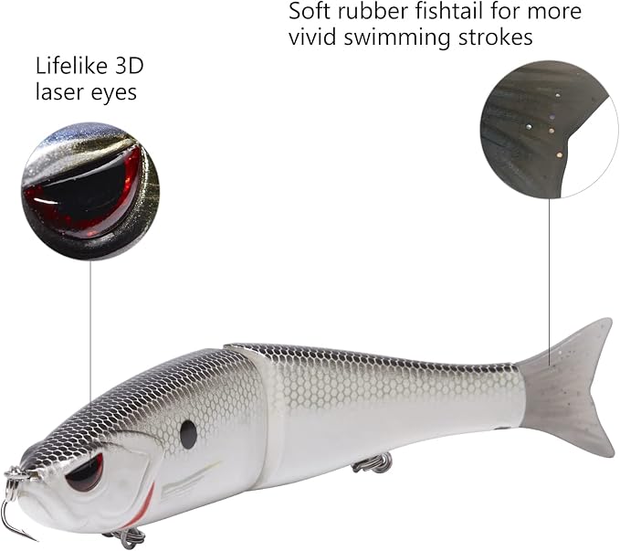 Bassdash SwimShad Glide Baits Jointed Swimbait Bass Pike Salmon Trout Muskie Fishing Lure