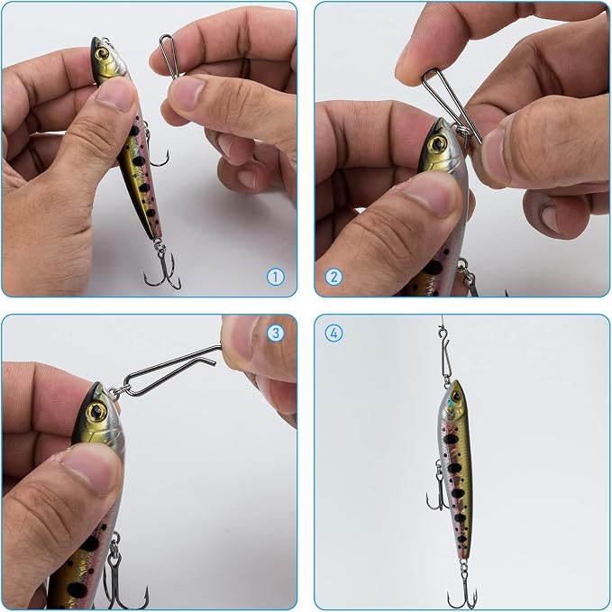 Dr.Fish 50 Pack Fishing Clips Quick Change Speed Clips Crankbait Snaps Stainless Steel Line Lure Hook Connector Freshwater