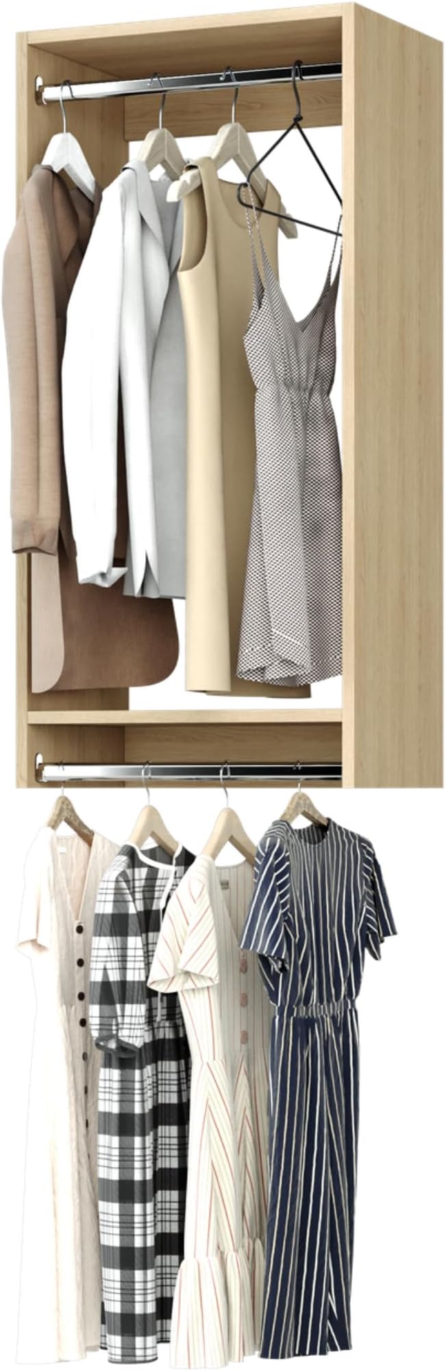 Modular Closets Vista Collection Double Hanging Wood Closet Organizer Unit (Oak, 25.5" Wide)