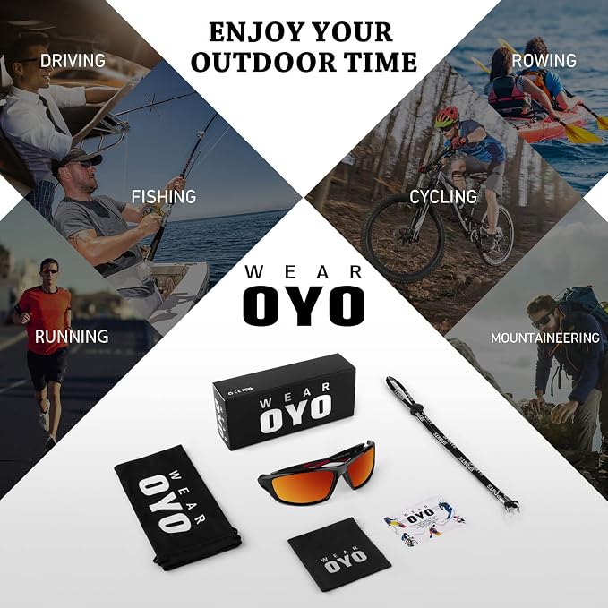 WEAROYO Polarized Sports Sunglasses for Men Women,Fishing Driving Rectangular Goggles UV400 Protection