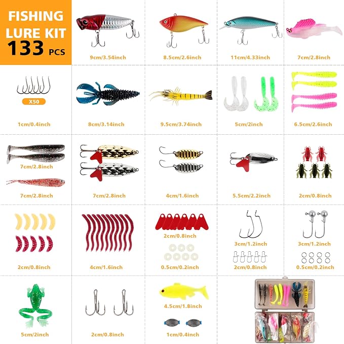 139PCS Tackle Box Backpack,Fishing Backpack with Accessories,Tackle Bag Fishing Tool Kit Fish Pliers Salt Water Fishing Tackle Set for Men Women Gifts (Black)