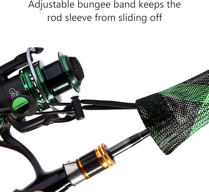 BASSDASH Casting Spinning Fishing Rod Sleeves Protective Rod Socks for Fishing Poles Up to 7-1/2ft