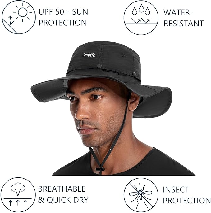BASSDASH UPF 50+ Mosquito Sun Hat with Hidden Head Net and Neck Flap for Men Women Outdoor Fishing Hiking Camping