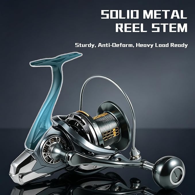 Fishing Spinning Reel, 10000/12000 Saltwater Spinning Reel, 45LBS Max Drag, CNC Aluminum Screw-in Handle & Spool, Oscillating Guide Rod System, Surf Fishing Reel for Beach & Boat Fishing