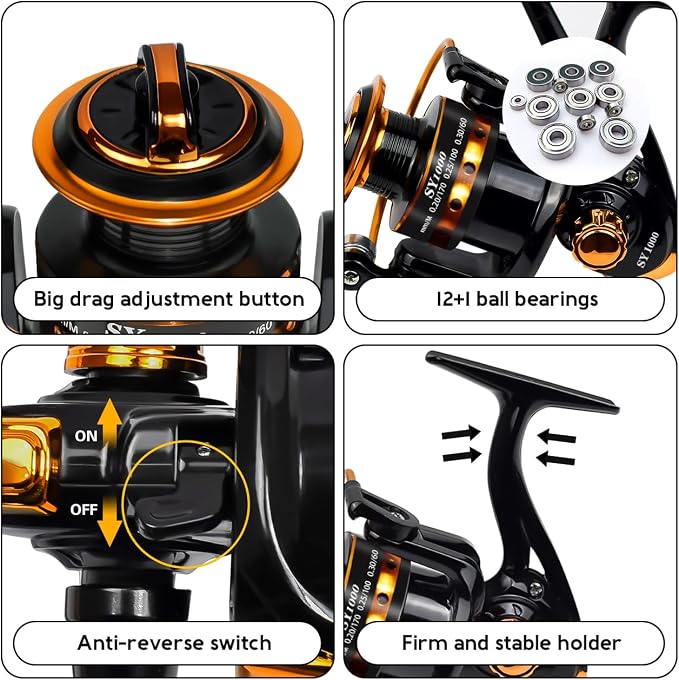 Summer and Centron Spinning Reels, 12 +1 BB Light Weight & Ultra Smooth Reel for Ice/Summer 3000/1000 Fishing Reel by QINGLER